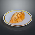 Baked Braided Bread On White Plate With Gold Rim And Seasonings