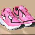 Pink Sports Shoes With White Sole Black Accents And Breathable Mesh Design