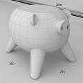 Pig Shaped Stool Black And White Design With Wooden Legs Cute Children Kids Room Furniture