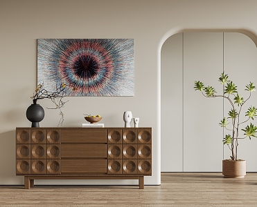 Middle-style decorative side cabinet 3d model