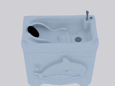 White Baby Bathtub With Dolphin Design Seat And Spout For Daily Washing Use 3d model