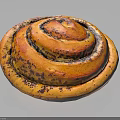 Freshly Baked Cinnamon Roll With Spiral Shape Golden Brown And Cinnamon Swirls On Black Surface