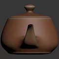 Minimalist Terracotta Clay Teapot With Smooth Surface Curved Spout And Lid For Tea Ceremony