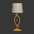 Stylish Table Lamp With Golden Stand Green Gemstone And White Pleated Shade