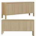 Light Wood Minimalist Modern Storage Cabinets With Vertical Slats Design