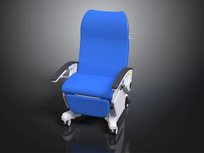 Ergonomic Comfortable Blue Medical Chair With Wheels Armrests And Adjustable Backrest 3d model