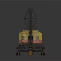 Large Yellow Red Crane Vehicle With Long Boom And Tracked Chassis