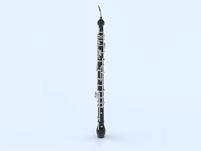 Black Wooden Clarinet Musical Instrument With Silver Keys And Professional Design 3d model