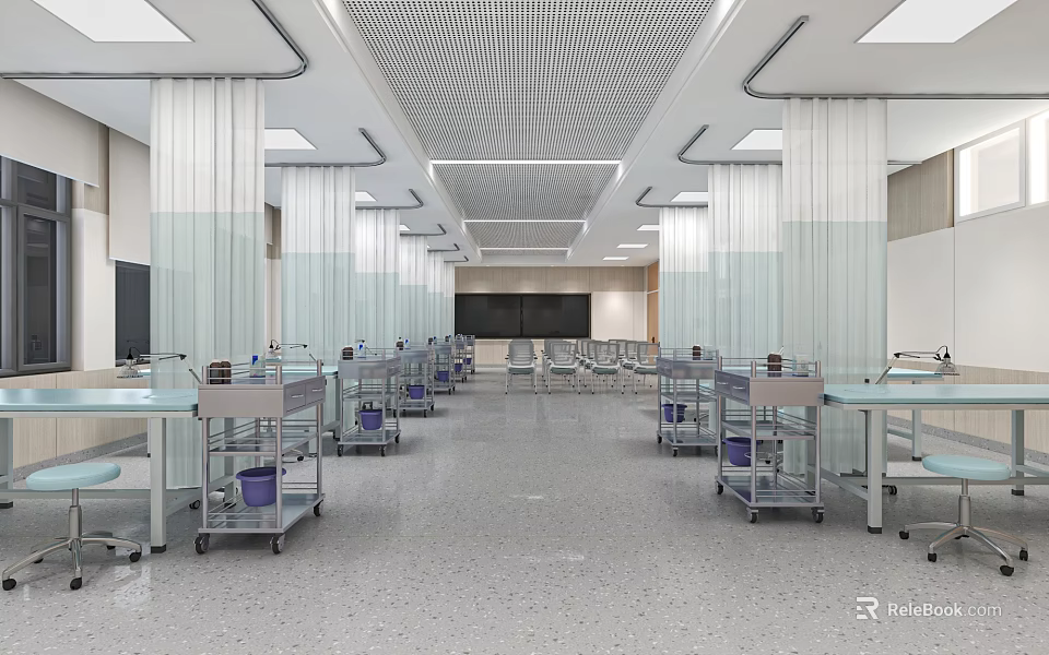 Modern Laboratory Interior With Spacious Workbenches Mobile Carts And Bright Lighting 3d model