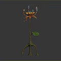 Colorful Artistic Plant With Long Stem Green Leaf And Root Like Base