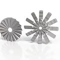 Two Metal Turbine Blades With Radial Arrangement And Circular Central Holes