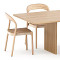 Vi pp solid wood rattan dining table and chair 3d model