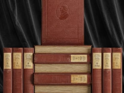 Vintage Brown Hardcover Books Stacked With Standing Volumes And Embossed Covers 3d model