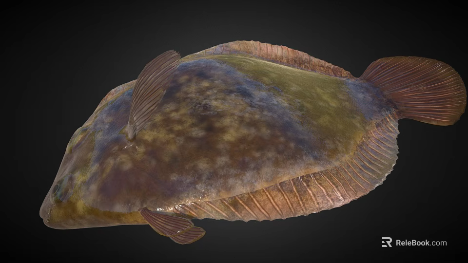 Delicious Fresh Brown Green Spotted Fish With Textured Body And Fins 3d model 
