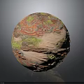 Vibrant Undulating Terrain On Sphere Surface With Red Green Pink Textured Patterns