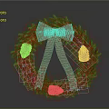 Garden Landscape Decorative Wreath Featuring Green Pine Branches Burlap Bow Pine Cones And Blue Accents