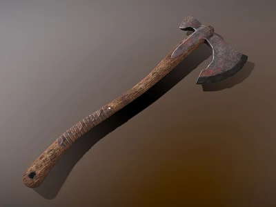 Durable Hardware Tool Axe With Wooden Handle And Metal Head For Construction And Gardening Use 3d model