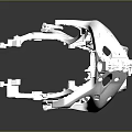 Shiny Metallic Mechanical Component With Structural Bracket Connecting Arm And Reflective Surface