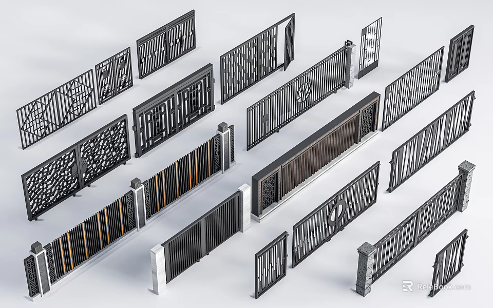 Different Styles Of Architectural Exterior Wall Decorative Grille And Panel Designs 3d model 