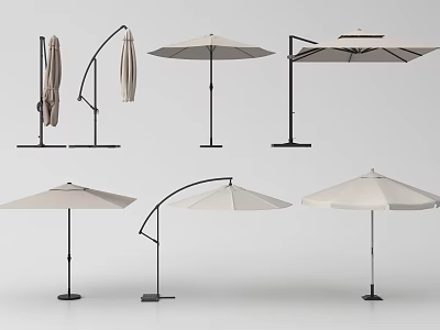 Various Outdoor Patio Umbrella Styles With Cantilever And Crank Lift Mechanisms 3d model