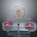 Mechanical Display Structure With Large Wheel And Two Red Circular Platforms
