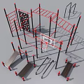 Multi Functional Outdoor Fitness Equipment With Climbing Frame Basketball Hoop And Pull Up Bars