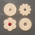 Modern Ceiling Lights Featuring Flower Shaped And Round Textured Designs With Red Accent 3d model
