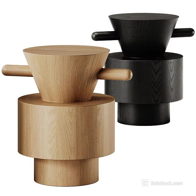 Modern Wooden Side Tables With Light And Dark Color Minimalist Design Style 3d model 