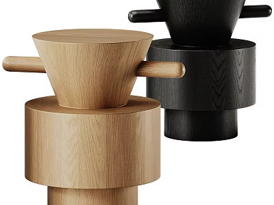 Modern Wooden Side Tables With Light And Dark Color Minimalist Design Style 3d model