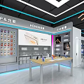 Modern Digital Store Interior With Audio Products Brand Sections And Display Shelves