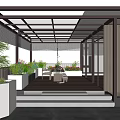 Modern Villa Balcony Design With Glass Canopy Wooden Floor And Outdoor Furniture