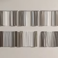 Gray and Beige Vertical Striped Curtains with Multiple Panels Hanging on Wall 3d model