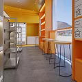 Modern Supermarket Department Store Interior With Metal Shelves Yellow Floor And Gray Area
