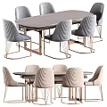 Elegant Modern Dining Table Set With Gray Upholstered Chairs And Metal Legs