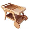 Public Facility Wooden Service Cart With Two Tier Shelves Handle And Wheels