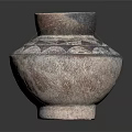 Ancient Red And White Pottery Jar With Geometric Patterns On Dark Background 3d model