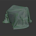 Elegant Cube Shaped Furniture Draped With Soft Gray Fabric Material