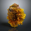 Organ And Hair Art Piece With Yellow Brown Fluffy Textured Irregular Structure