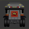 Modern Emergency Response Vehicle With Yellow Warning Lights Red Emblem And Multi Wheel Design