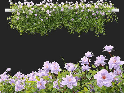 Lush Green Vines Adorned with Purple Flowers Decorative Hanging Garden 3d model