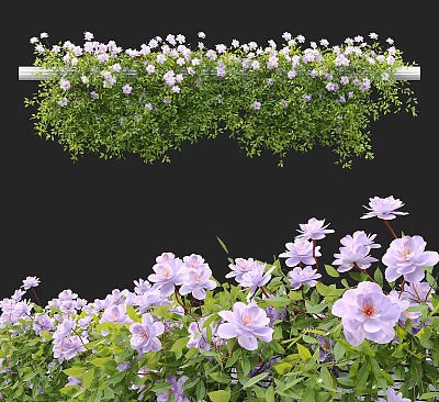Lush Green Vines Adorned with Purple Flowers Decorative Hanging Garden 3d model