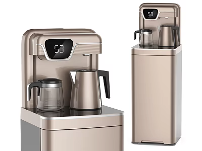 Modern Golden Water Dispenser with Glass Pitcher and Digital Display for Daily Use 3d model