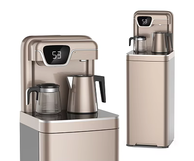 Modern Golden Water Dispenser with Glass Pitcher and Digital Display for Daily Use 3d model
