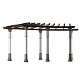 Elegant Pergola With Curved Top Dark Supporting Beams And White Columns Decorative Bases