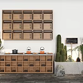 Background wall of tea table 3d model