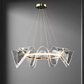 Modern Transparent Glass Chandelier With Petal Shaped Design And Golden Ring