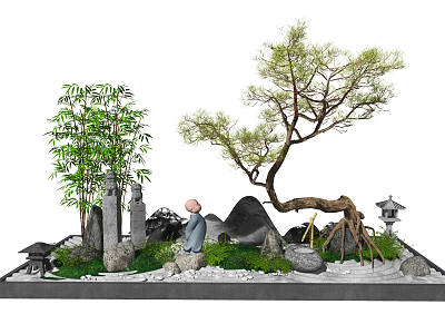 Chinese landscape sketch landscape sketch courtyard landscape dry landscape model