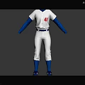 White Baseball Uniform With Red Number 41 Blue Long Sleeves Pants Socks And Shoes