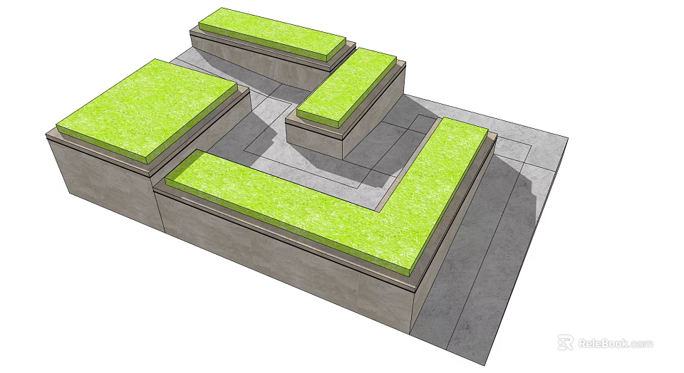 Modern Fence Structure With Green Grass Top And Gray Concrete Base Design 3d model 
