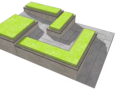 Modern Fence Structure With Green Grass Top And Gray Concrete Base Design 3d model